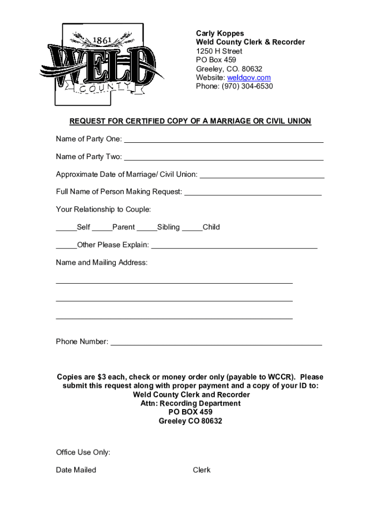 Fillable Online Weld Clerk and Recorder Carly Koppes announces bid for
