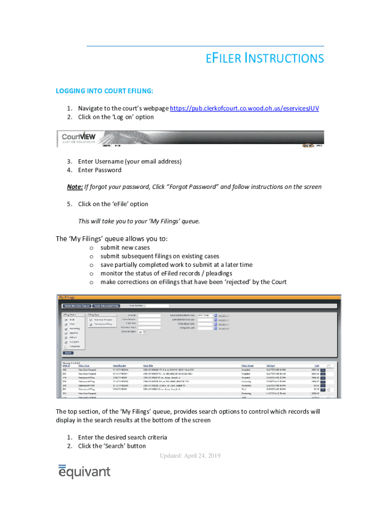 Fillable Online EFiling Wood County Clerk of Courts Fax Email Print