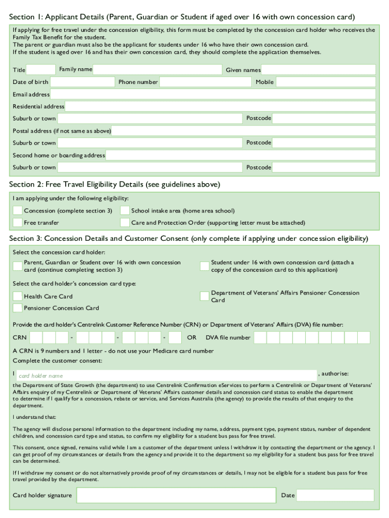 Fillable Online New Or Renewal Student Bus Pass For Free Travel