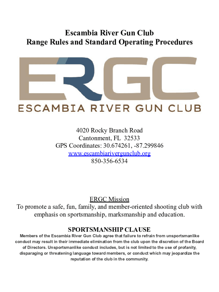 Fillable Online Escambia River Gun ClubGun Club for Cantonment Fax