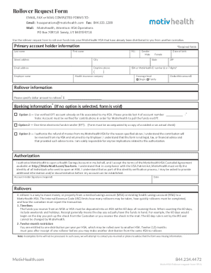HSA ROLLOVER / TRANSFER FORM