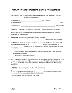 Fillable Online ARKANSAS RESIDENTIAL LEASE AGREEMENT Fax Email Print ...