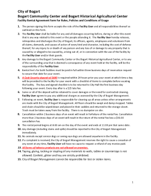 Fillable Online City of Bogart Bogart Community Center ...