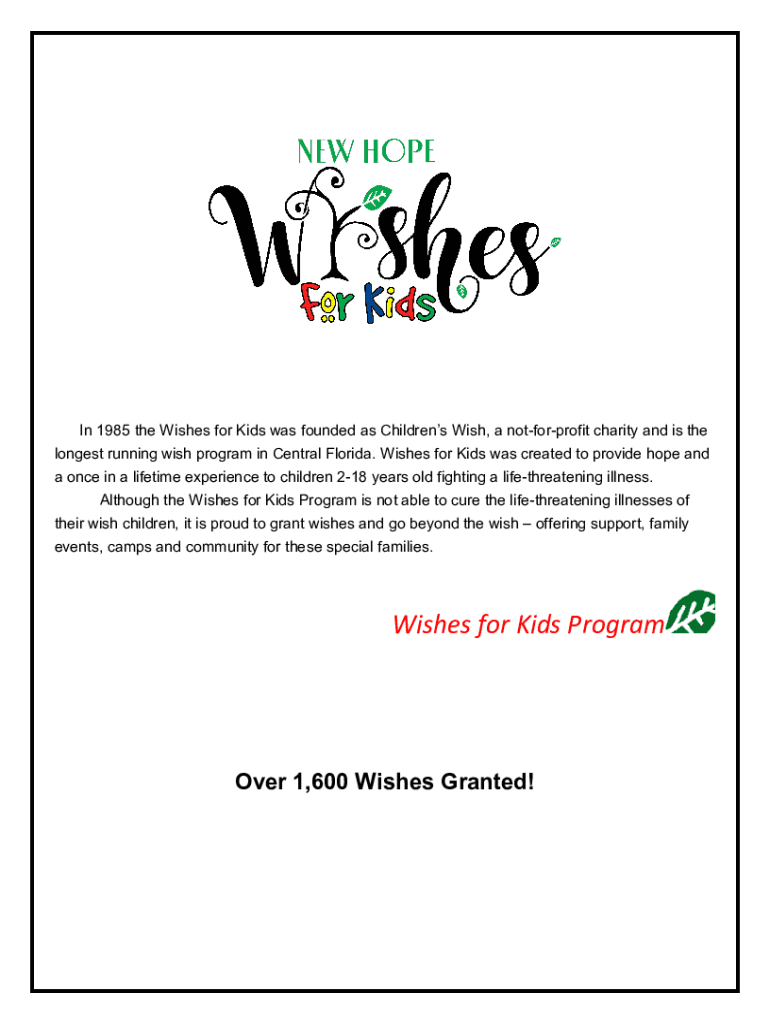 Fillable Online Children's Wish Foundation International Changing the