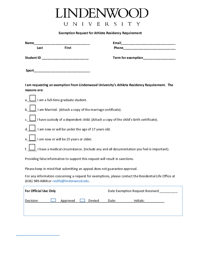 Fillable Online Athlete Address/Residency Exception Request Form Fax