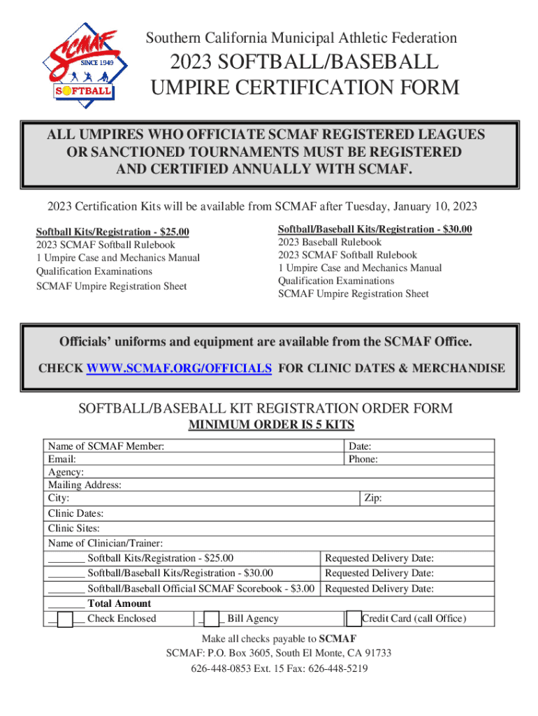 Fillable Online Softball Certified Umpires Fax Email Print pdfFiller