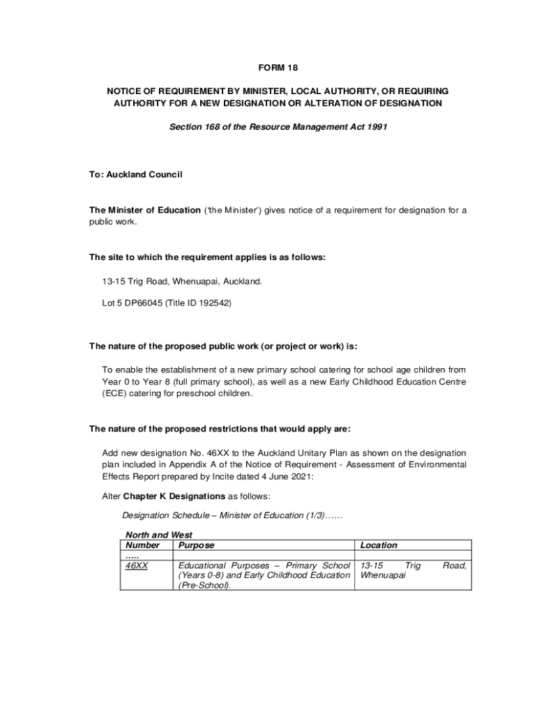 Fillable Online Preparing a Notice of Requirement Quality Planning