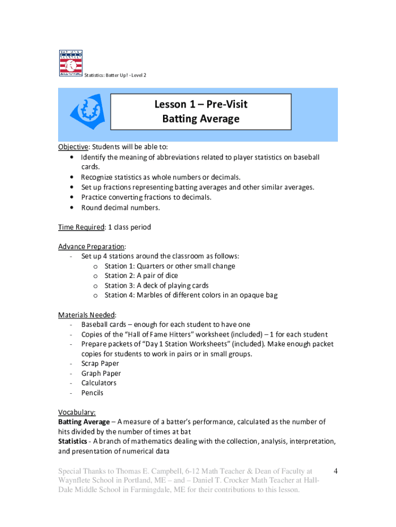 Fillable Online Baseball statistics explained what is OPS, WHIP, ERA