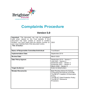Fillable Online YORKSHIRE WOLDS TEACHER TRAINING Complaints Policy Fax