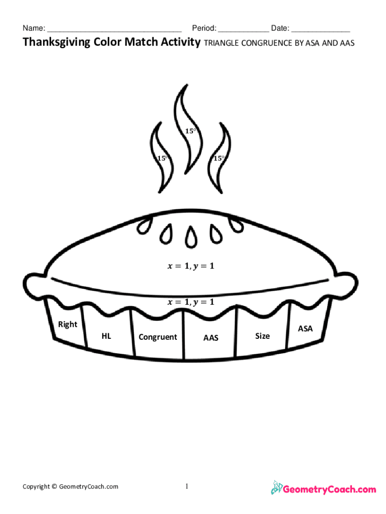 Fillable Online Thanksgiving Color Match Activity ISOSCELES AND Fax