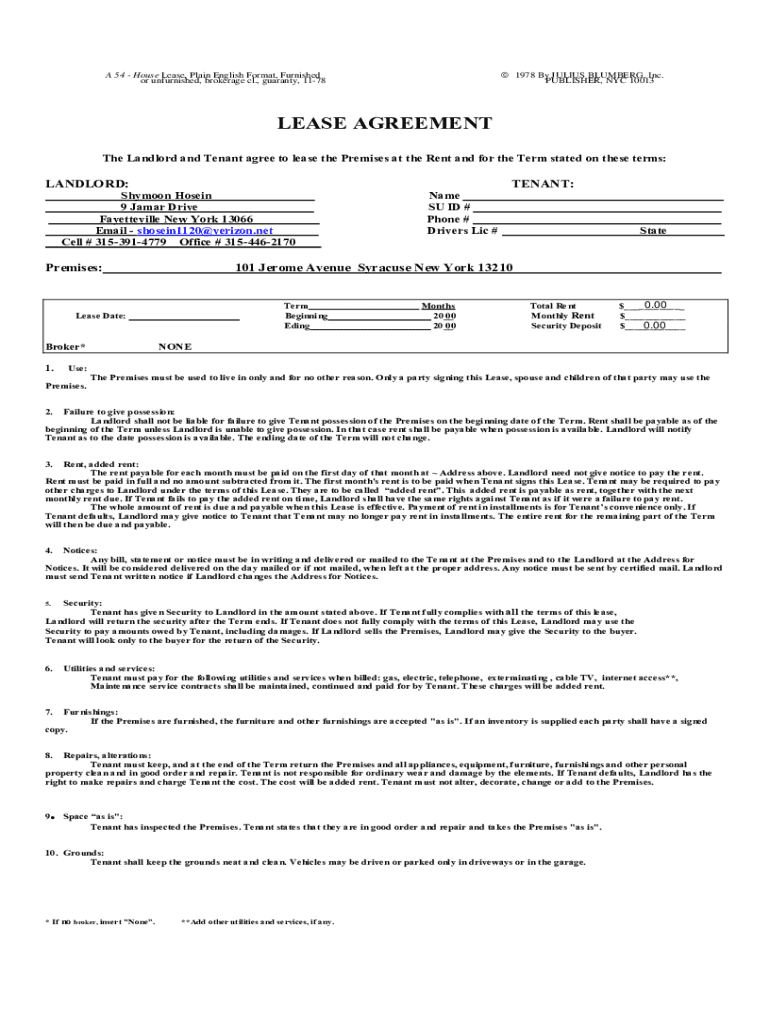 Fillable online blumberg lease agreement pdf fill online printable