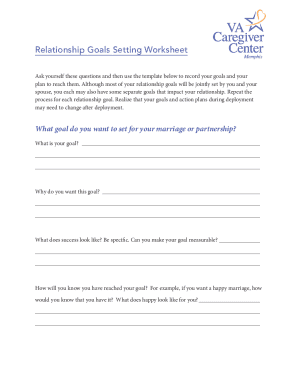 Relationship Goals Setting Worksheet