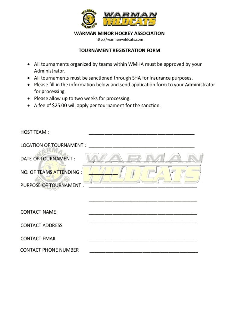 Fillable Online tournament registration form Fax Email Print - pdfFiller