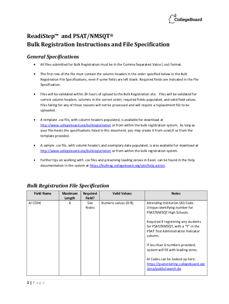 Fillable Online Student Registration Overview - SAT Suite of ...