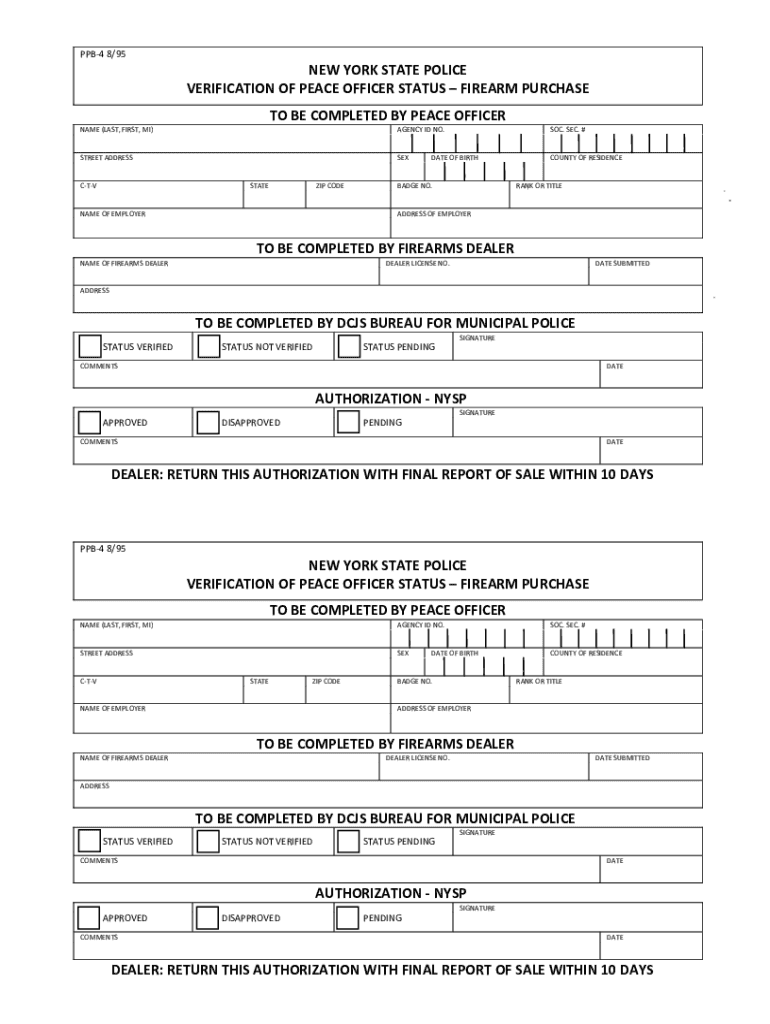 Fillable Online new york state police verification of peace officer