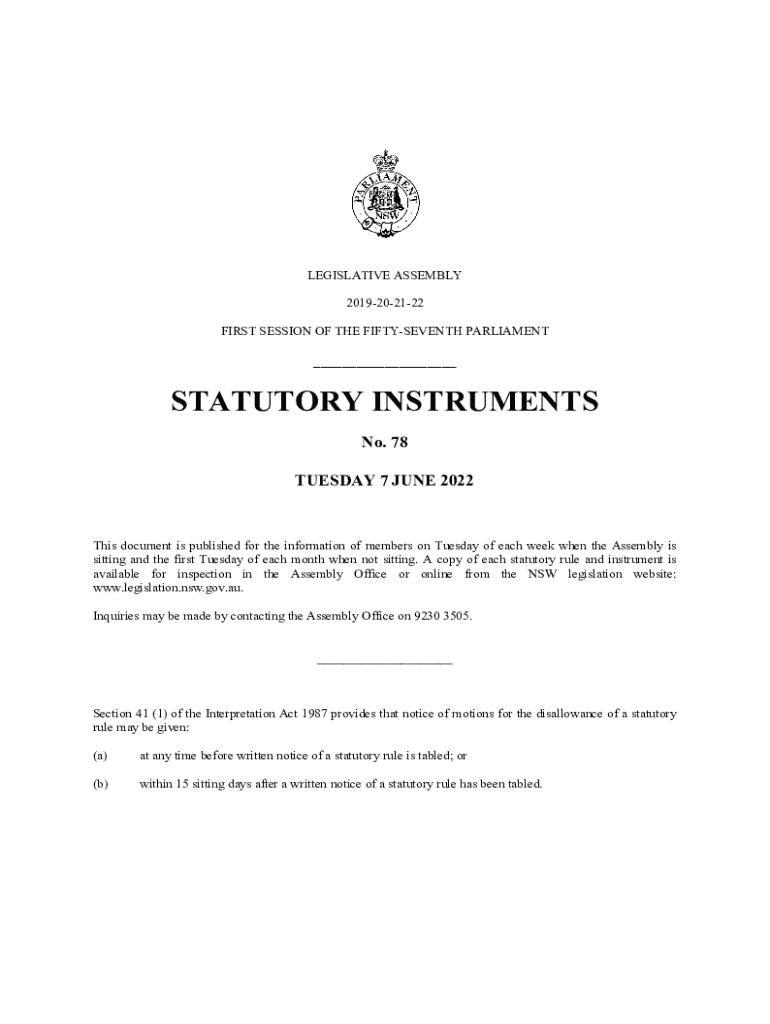 Fillable Online Revocation of a Statutory Instrument Fax Email