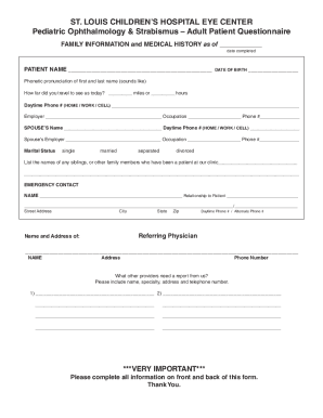 Adult Patient questionnaire - history form #50461 .indd