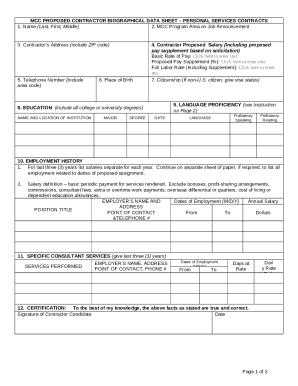 USAID BIODATA Form 1 - OMB Control No. 0412-0520