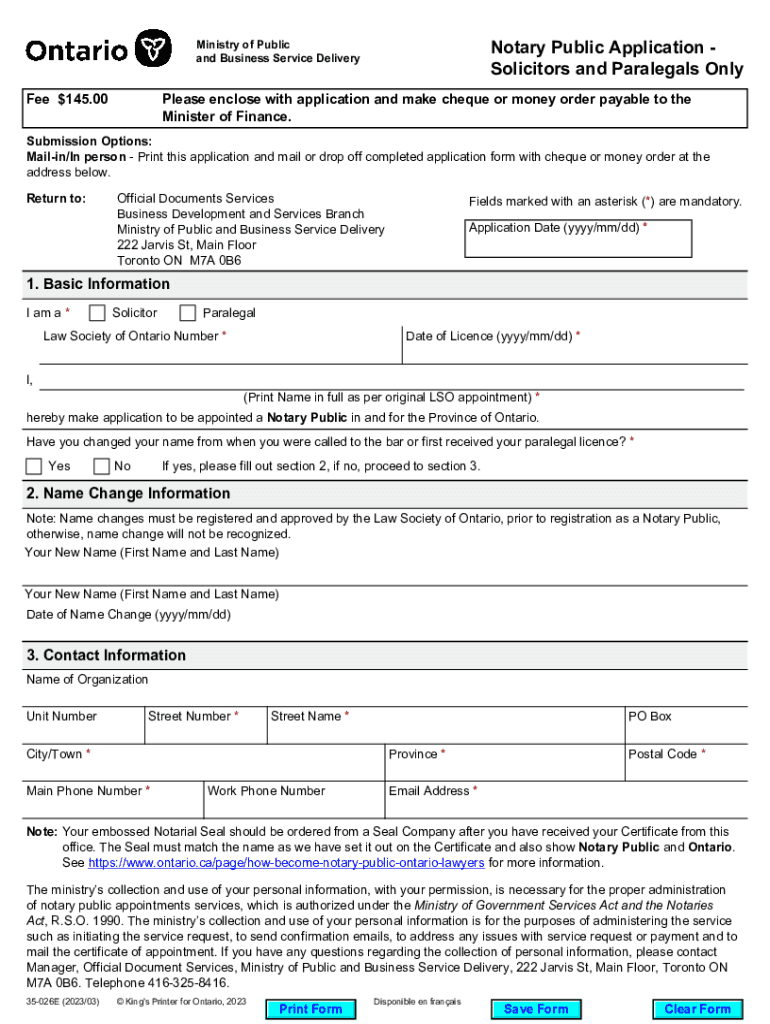 Fillable Online Notary Public Application Solicitors and Paralegals Only Fax Email Print