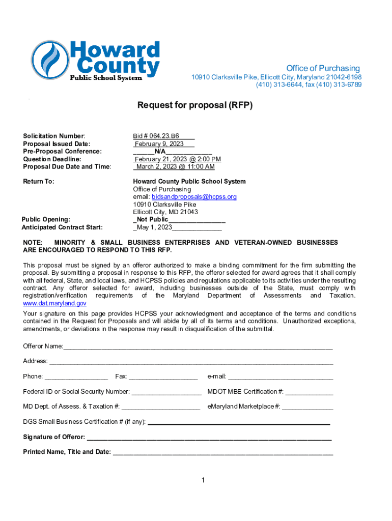 Fillable Online Request for proposal (RFP) Purchasing Fax Email Print