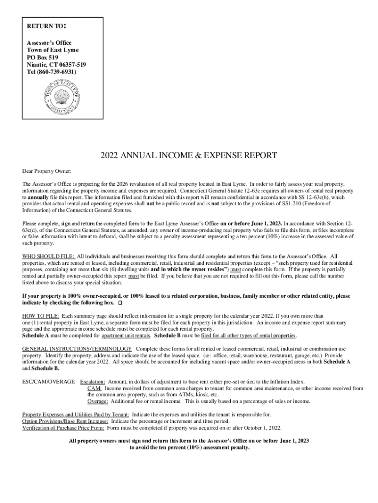 Fillable Online Assessor Tax Benefit Programs Town of East Lyme Fax Email Print pdfFiller