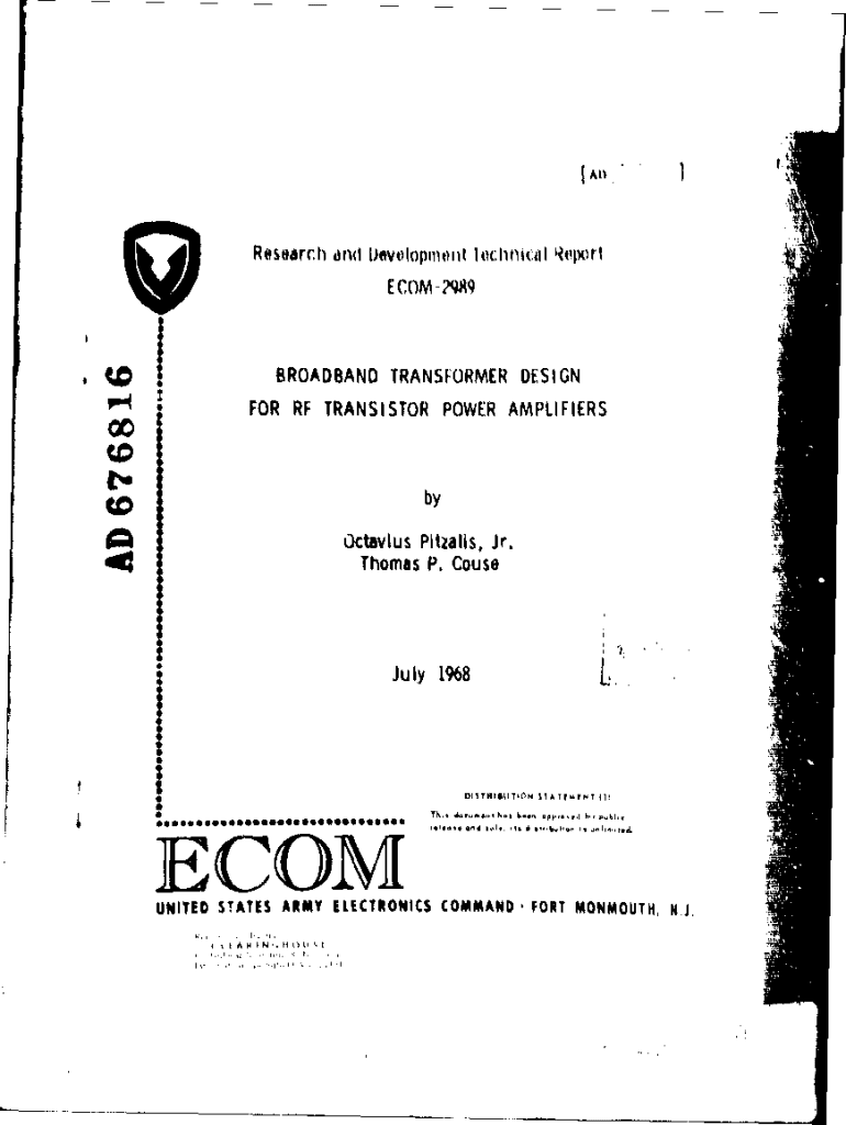 Fillable Online BROADBAND TRANSFORMER DESIGN FOR RF TRANSISTOR POWER