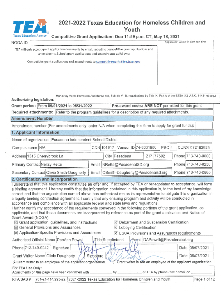 Fillable Online 20212022 texas education for homeless children and