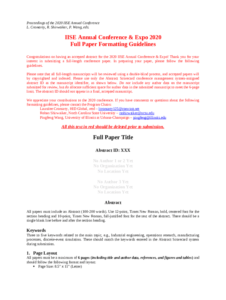 Institute of Industrial and Systems Engineers (IISE) Doc Template