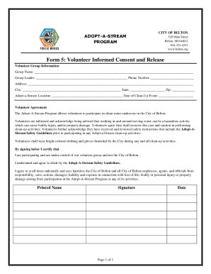 Fillable Online Form 5: Volunteer Informed Consent and Release Fax ...