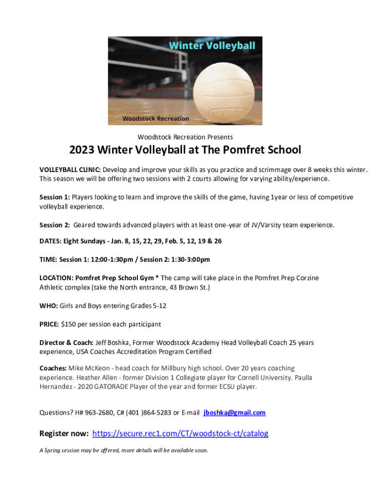 Fillable Online Pomfret Recreation Department Sponsors Boys and Girls Fax Email Print