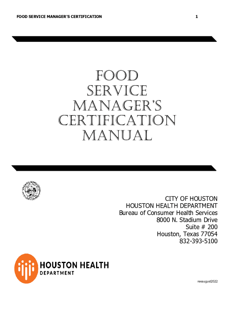 Fillable Online Food service manager certificateHouston Permitting