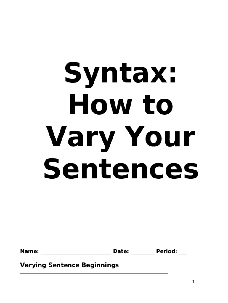 How to Vary Your Sentences Doc Template pdfFiller