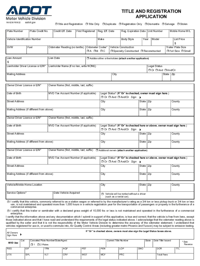 2022 Form AZ DOT 96-0236 - Blank Fillable Template | Fill Out, Print ...
