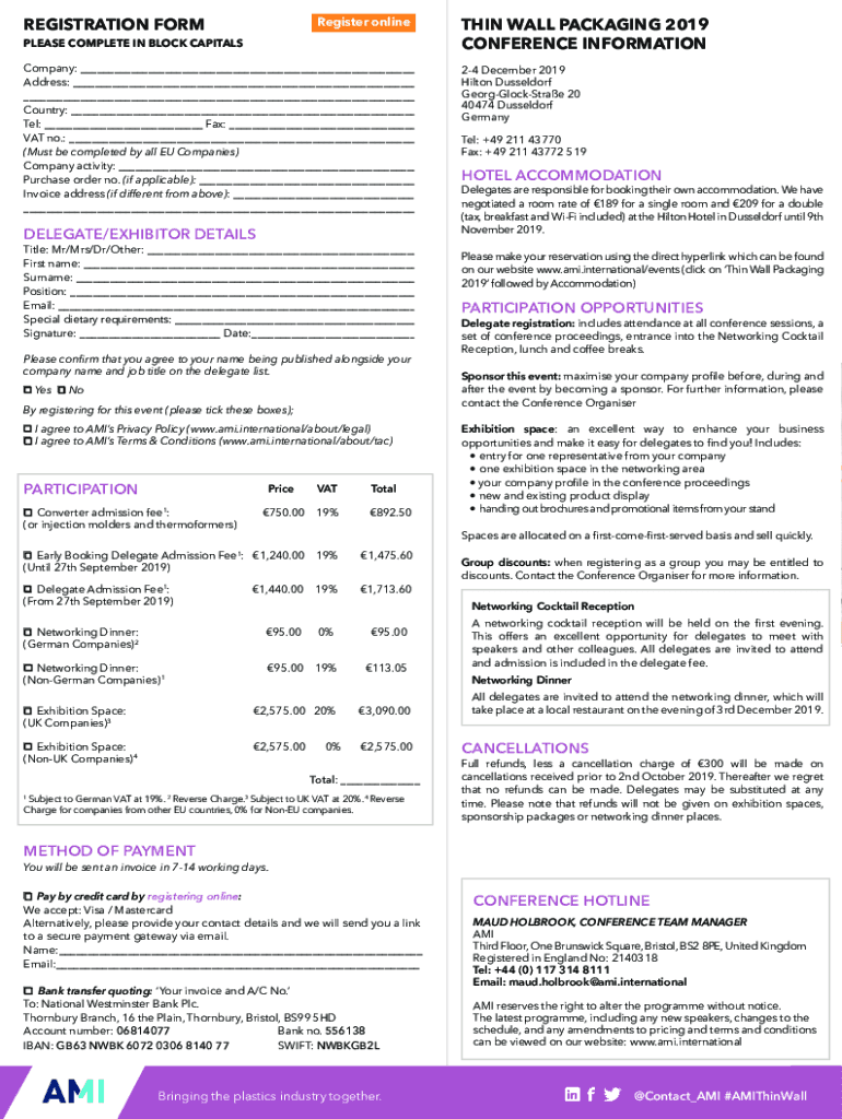 Fillable Online AMI's Thin Wall Packaging Conference Offers a Look at