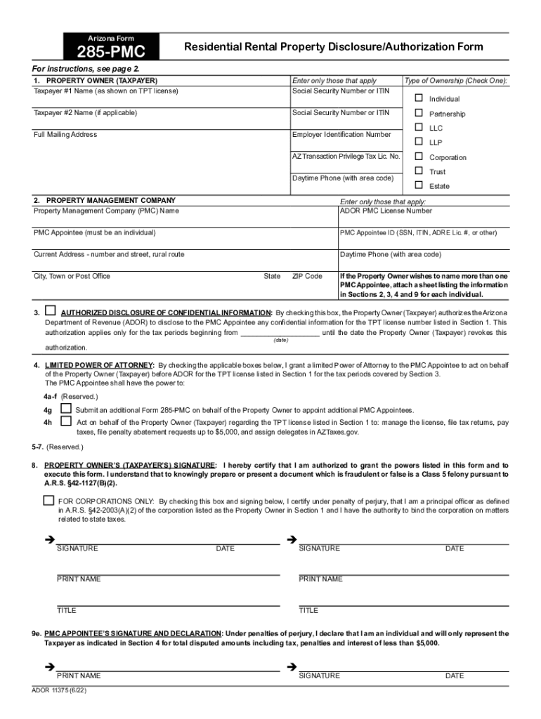 285 pmc form Preview on Page 1