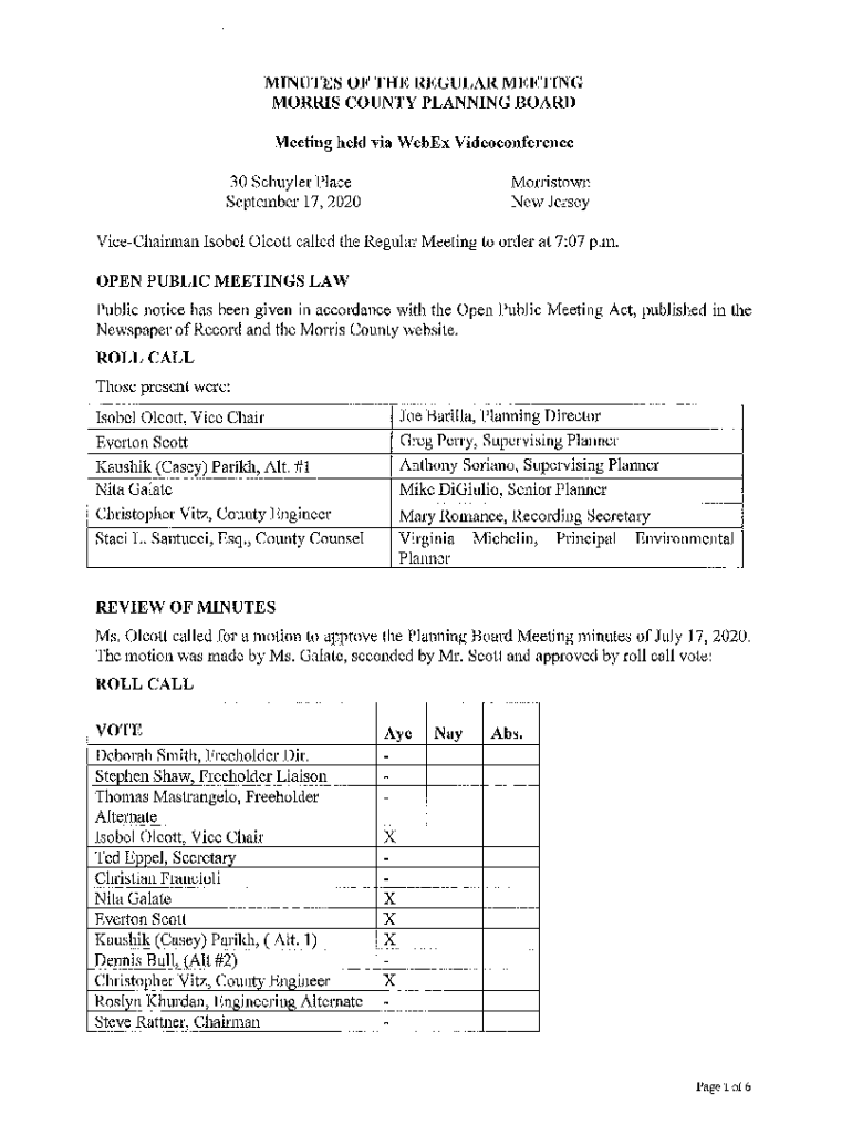 Fillable Online MORRIS COUNTY PLANNING BOARD Fax Email Print pdfFiller