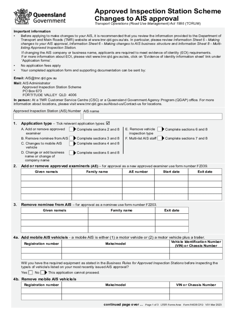 Approved Inspection Station Scheme - Changes to AIS approval Preview on Page 1