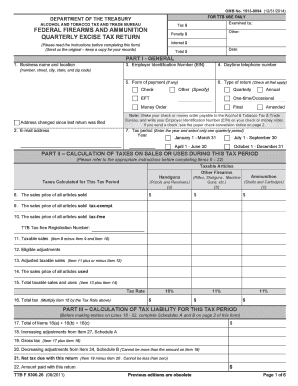 Quarterly Excise Tax Return for Firearms and Ammunition