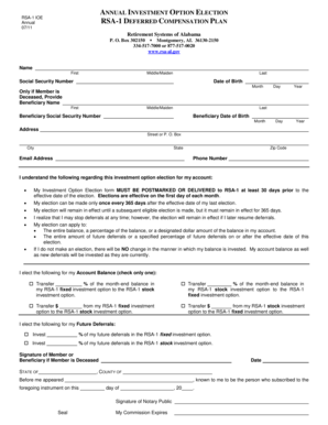 RSA-1 Annual Investment Option Election Form