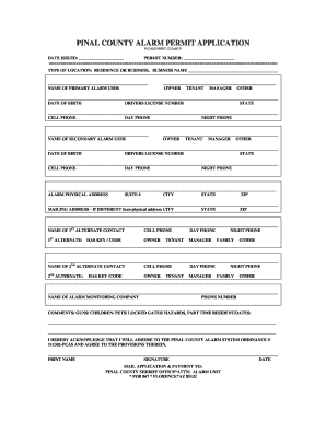 Pinal County Alarm Permit Application