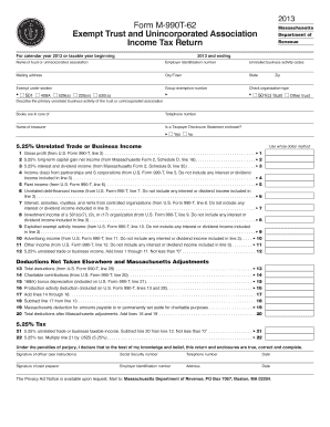 Massachusetts Form M-990T-62 2013