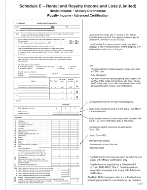 Schedule E Rental and Royalty Income Form