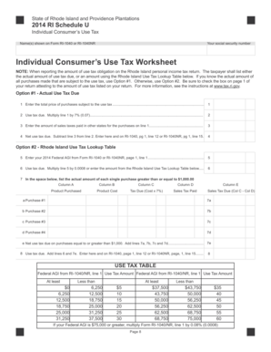 Rhode Island Individual Consumer's Use Tax Worksheet