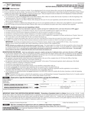 New York MV-215 Refund Request Form