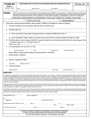 Form BD Uniform Application for Broker-Dealer Registration