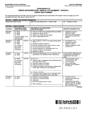 Wisconsin Dental Prior Authorization Form