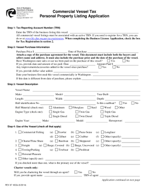 Washington Commercial Vessel Tax Application