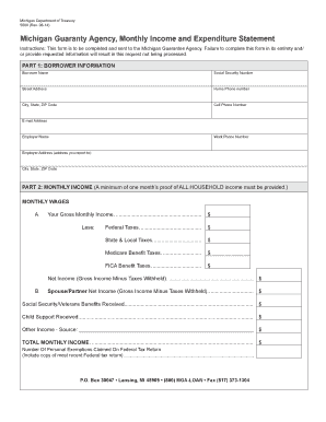 Michigan Guaranty Agency Monthly Income and Expenditure Statement
