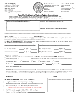 Apostille Authentication Request Form