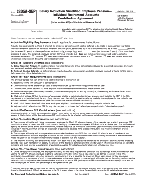 Form 5305A-SEP Salary Reduction Agreement